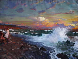 Sonnenuntergang. Meeresküste