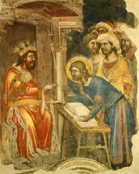 Geschichten von Joseph und seinen Brüdern, von Ridolfo Guariento oder Guariento von Arpo (aktiv von 1338 bis 1370), Fresko, Galileische Akademie der Wissenschaften, Literatur und Kunst, ehemals Patavina, Padua, Italien