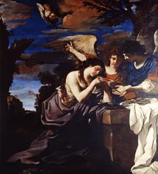Die reuige Maria Magdalena mit zwei Engeln