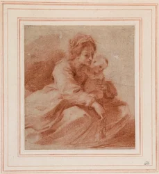 Maria mit dem Kind (für die Madonna vom Karmel, die einem Karmeliten ein Skapulier überreicht, in der Pinacoteca Civica in Cento, um 1615)