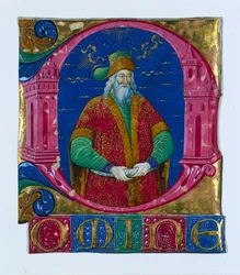 Initiale D[omine] aus einem Chorbuch: König Salomo, ca. 1470-1480
