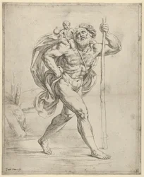 Heiliger Christophorus mit dem Christuskind auf seiner rechten Schulter, ca. 1600-1640