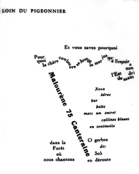 Kalligramm von Guillaume Apollinaire (1880-1918): „Weit weg vom Taubenschlag“