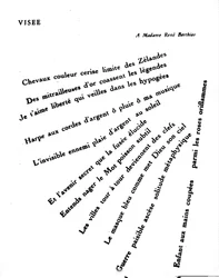 Kalligramm von Guillaume Apollinaire (1880-1918): „Visée“