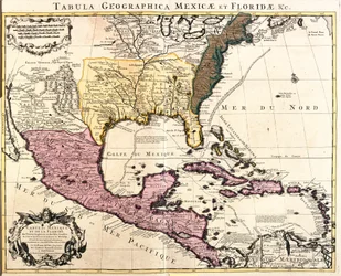 Karte von Mexiko und Florida (USA) mit den Karibischen Inseln (Kuba, Haiti, Jamaika, Antillen)