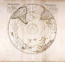 Ansicht des Südpols (Antarktis). Atlas von Guillaume Delisle, Geograph.