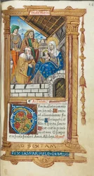 Gedrucktes Stundenbuch Gebrauch von Rom: fol. 38r, Anbetung der Heiligen Drei Könige, 1510