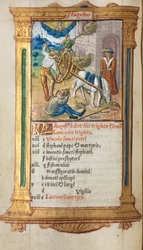 Gedrucktes Stundenbuch Gebrauch von Rom: fol. 9v, August Kalenderillustration, 1510