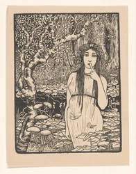 Frau in Waldlandschaft