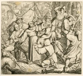 Martin Luther predigt in Seeburg gegen den Bauernkrieg