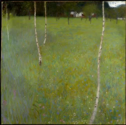 Bauernhaus mit Birken (Junge Birken)