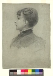 Porträt von Gustav Klimts Schwester Hermine im Profil nach links