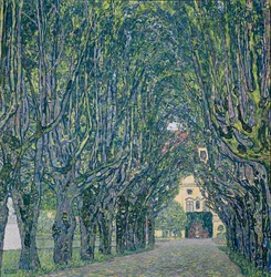Baumgesäumte Straße zum Herrenhaus in Kammer, Oberösterreich