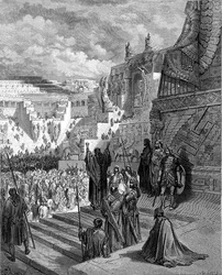 Artaxerxes gewährt den Juden Freiheit, graviert von Ligny, ca. 1868