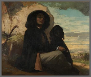 Selbstporträt, genannt Courbet mit dem schwarzen Hund