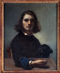 Selbstbildnis mit schwarzem Hund. 19. Jahrhundert. Pontarlier, Musée des Beaux-Arts