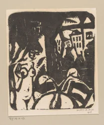 Innenraum mit nackter Frau und Fenster