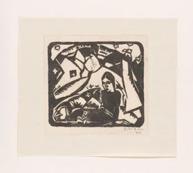 Sitzende Frau in einer Landschaft