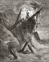 Nach einem Originalwerk von Gustave Doré für das Buch „Die Arbeiter des Meeres“ von Victor Hugo. Aus „Leben und Erinnerungen von Gustave Doré“, veröffentlicht 1885.