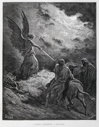 Ein Engel traf Bileam mit einem Schwert, Illustration aus der Dore-Bibel