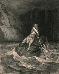 Und siehe! Zu uns kommt in einem Boot ein alter Mann, ca. 1890