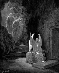 Engel zeigt Maria Magdalena und der anderen Maria das leere Grab Christi, 1865-1866