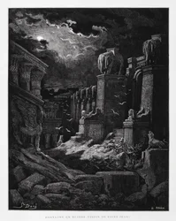 Babylon in Trümmern (Vision von Johannes dem Täufer), Illustration aus der Dore-Bibel