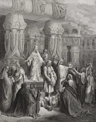 Cyrus stellt die Gefäße des Tempels wieder her, Illustration aus Dore