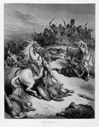 Tod von König Saul von Israel, Illustration aus der Dore-Bibel