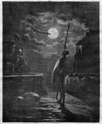 Don Quixote von Miguel de Cervantes (1547-1616) illustriert von Gustave Doré (1832-1883) - Kupferstich in „Le Journal Illustré“