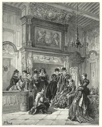 Gustave Dorés Don Quixote: "Auf Wunsch der Herzogin erzählte er den gesamten Verlauf der kürzlich vorgetäuschten Verzauberung sehr treu"