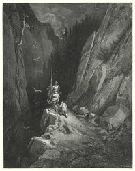 Gustave Dorés Don Quixote: "Don Quixote war vor Freude außer sich, sich an einem Ort zu befinden, wo er seine Ambitionen mit der Hoffnung auf neue Abenteuer schmeicheln konnte"