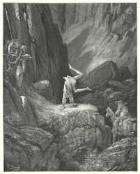 Gustave Dorés Don Quixote: "Er machte zwei oder drei Sprünge in die Luft und landete dann auf seinen Händen, wobei er zweimal hintereinander seine Fersen über seinen Kopf warf"