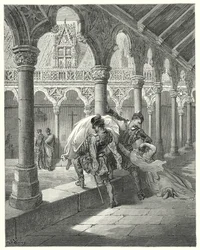 Gustave Dorés Don Quixote: "Lucinda, die sich in seiner Gewalt befand, fiel in Ohnmacht"
