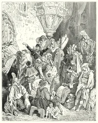 Es gab kein Land auf der Erde, das er nicht gesehen hatte, noch eine Schlacht, an der er nicht teilgenommen hatte (Illustration von Don Quixote)