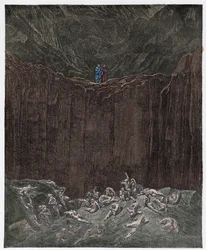 Inferno, 29. Gesang: Die Fälscher werden im Tal gequält, Illustration aus „Die Göttliche Komödie“ von Dante Alighieri, 1885
