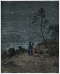Inferno, 2. Gesang: Der sich verdunkelnde Himmel der ersten Nacht, Illustration aus „Die Göttliche Komödie“ von Dante Alighieri, 1885