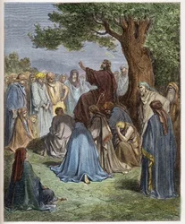 Jesus predigt der Menge - Gravur in „The Bible illustree“ von Gustave Dore (1832-1883) - Gravur aus „The Dore Bible“