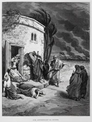 Hiob erkennt sein Unglück, Illustration aus der Dore-Bibel
