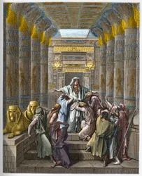 Joseph Patriarch von Israel - Joseph wird von seinen Brüdern erkannt - Joseph wird von seinen Brüdern erkannt - Gravur in „The Bible illustree“ von Gustave Dore (1832-1883) - Gravur aus „The Dore Bible“