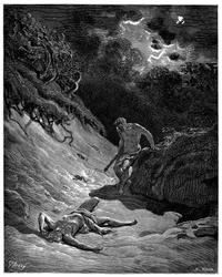 Mord an Abel durch Kain - Illustration von Gustave Doré für Die Bibel