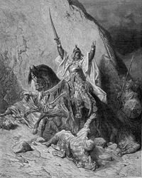 Saladin (1138-1193) (Salah al-Din Yusuf al-Ayyubi (al-Ayyubi). Gravur von Gustave Doré. 19. Jahrhundert.