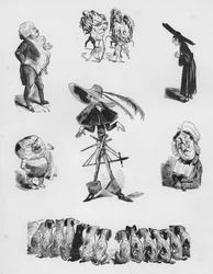 Humorvolle und groteske Skizzen von Gustave Doré (Gravur)