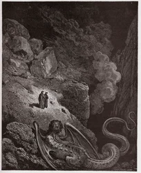 Die Göttliche Komödie, Inferno, Gesang 17: Geryon, Symbol des Betrugs (Illustration von Gustave Doré)