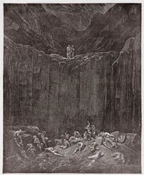 Die Göttliche Komödie, Inferno, Gesang 29: Die Fälscher gequält im Tal - von Dante Alighieri (1265-1321) - Illustration von Gustave Doré (1832-1883)
