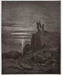 Die Göttliche Komödie, Inferno, Gesang 34: Die Dichter entkommen der Hölle - von Dante Alighieri (1265-1321) - Illustration von Gustave Doré (1832-1883)