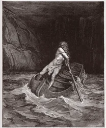 Die Göttliche Komödie, Inferno, Gesang 3: Charon am Fluss Acheron (Illustration von Gustave Doré)