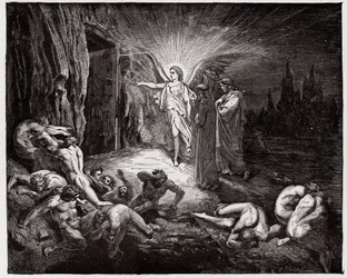 Die Göttliche Komödie, Inferno, Gesang 9: Der Engel öffnet die Tore (Illustration von Gustave Doré)
