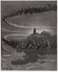 Die Göttliche Komödie, Paradiso, Gesang 18: Im Himmel von Jupiter formen die seligen Seelen Buchstaben - von Dante Alighieri (1265-1321) - Illustration von Gustave Doré (1832-1883)