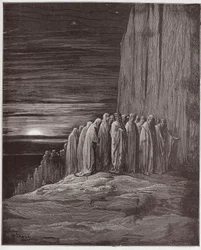 Die Göttliche Komödie, Purgatorio, Gesang 18: Die Menge der Faulen (Illustration von Gustave Doré)
